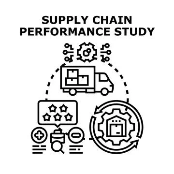 Supply chain performance study analyzing logistics and delivery Stock Illustration
