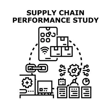 Supply chain performance study analyzing logistics and optimization Stock Illustration