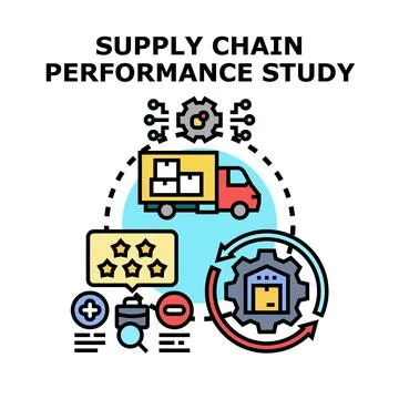 Supply chain performance study analyzing logistics and delivery Stock Illustration