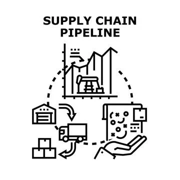 Supply chain pipeline optimizing logistics and distribution processes Stock Illustration