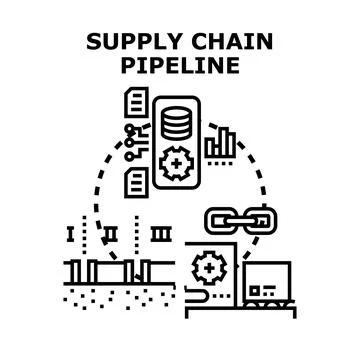 Supply chain pipeline optimizing logistics flow process Stock Illustration