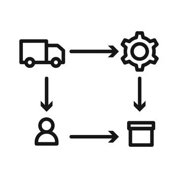Supply chain process icon Black line art vector logo Stock Illustration