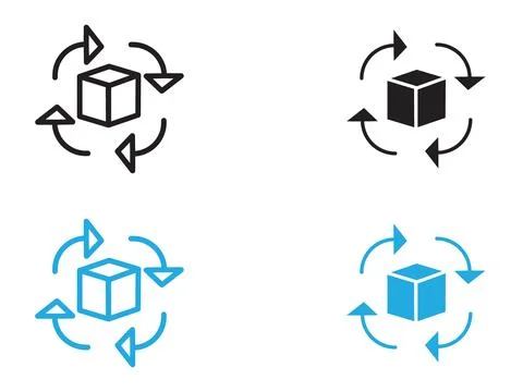 Supply chain process icon black and white vector outline sign 库存插图