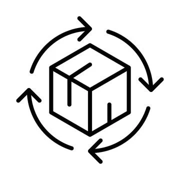 Supply chain process icon linear logo mark in black and white Stock Illustration