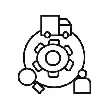 Supply chain process icon linear graphics set vector Stock Illustration