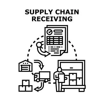 Supply chain receiving cargo logistic business process Stock Illustration