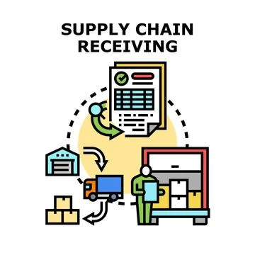 Supply chain receiving cargo logistic business process Stock Illustration