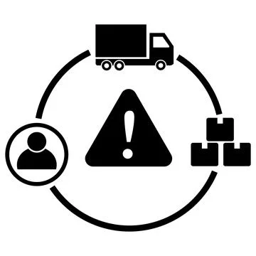 Supply chain risk icon. Supply chain risk warning. Logistics supply chain Illustrazione stock