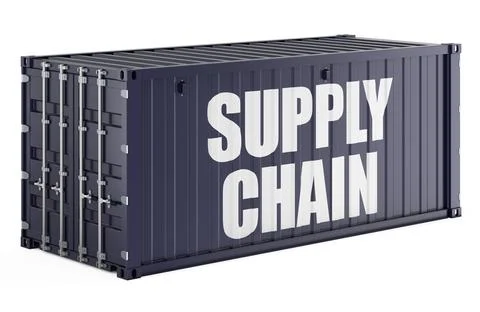 Supply chain, shipping container. 3D rendering Stock Illustration