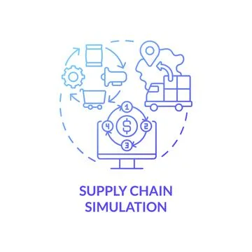Supply chain simulation blue gradient concept icon Stock Illustration