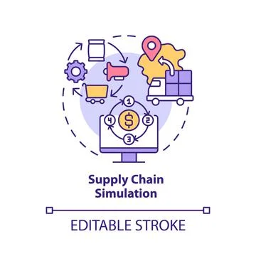 Supply chain simulation concept icon Stock Illustration