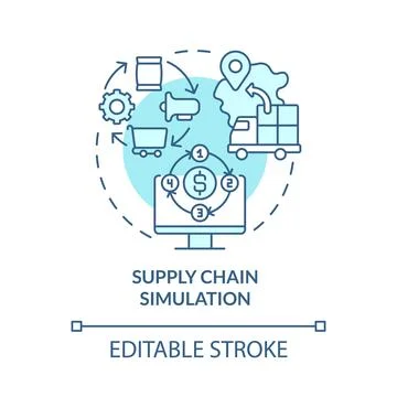 Supply chain simulation turquoise concept icon Stock Illustration