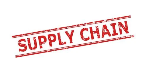 SUPPLY CHAIN Stamp with Corroded Surface and Double Parallel Lines Stock-Illustration