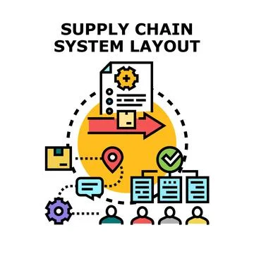 Supply chain system layout logistics management process 스톡 일러스트