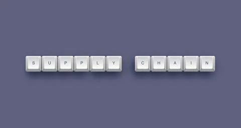 Supply chain text on a 3d keyboard button with shadow concept series Иллюстрация