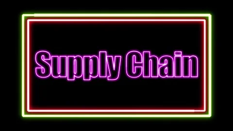 'Supply Chain' Text Animation with Neon Glow &amp; Glowing Squares. Stock Footage 282577074