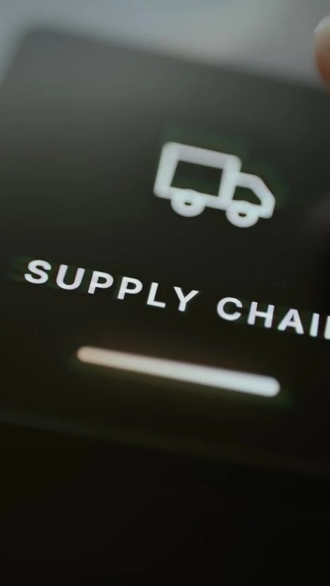 Supply chain tile marks semiconductor logistics section Stock Footage 346024028