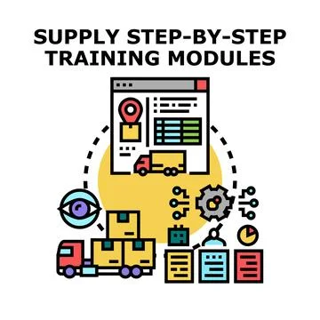 Supply chain training modules optimizing logistics process Stock Illustration