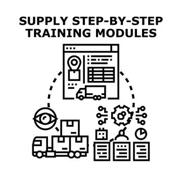 Supply chain training modules optimizing logistics process Stock Illustration