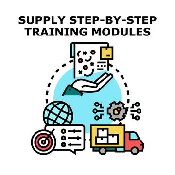 Supply chain training modules providing global logistics education Stock Illustration