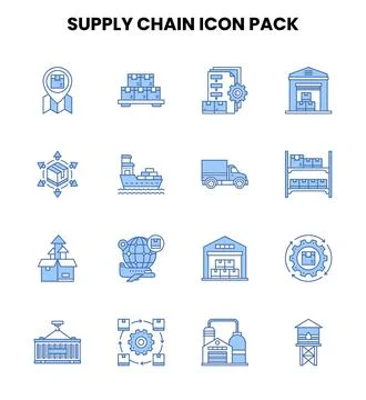 Supply Chain Two Colour Graphics Icons Pack Stock Illustration
