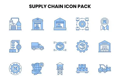 Supply Chain Two Colour Scalable Icons Pack Stock Illustration