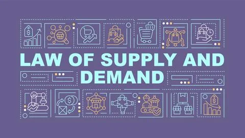 Supply demand analysis purple word concept Stock Illustration