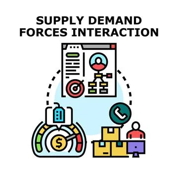 Supply demand forces interacting business economic concept Stock Illustration