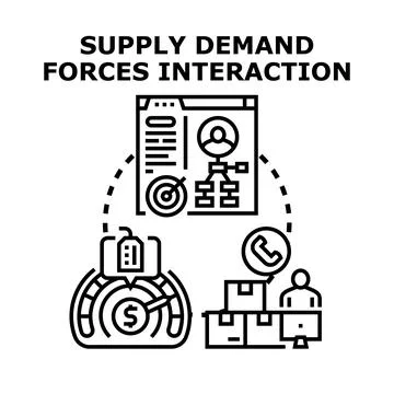 Supply demand forces interacting business economic concept Stock Illustration