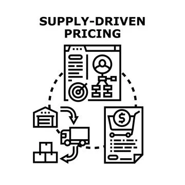 Supply driven pricing concept visualizing market value Stock Illustration