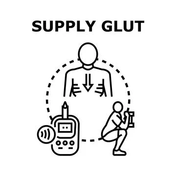 Supply glut concept with exercise and blood sugar monitoring Иллюстрация