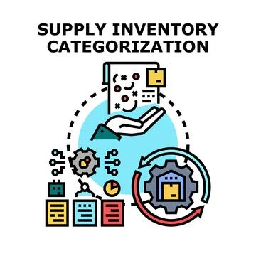 Supply inventory categorization business process management concept Stock Illustration