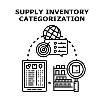 Supply inventory categorization concept vector illustration Illustrazione stock
