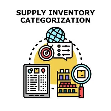 Supply inventory categorization concept vector illustration Stock Illustration