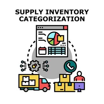 Supply inventory categorization process with logistics management Stock Illustration
