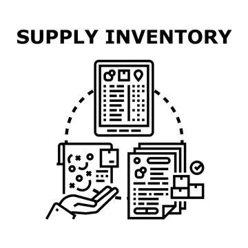 Supply inventory management process planning logistics Stock Illustration
