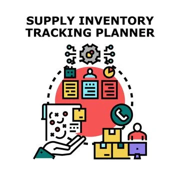 Supply inventory tracking planner managing logistics Illustrazione stock