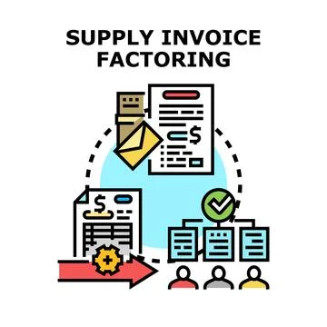 Supply invoice factoring concept vector illustrating business finance Stock Illustration
