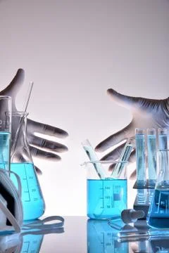 Supply of laboratory material vertical composition 写真素材