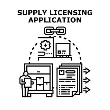Supply licensing application process with documentation management Stock Illustration