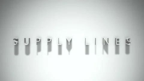 Supply lines 3D title animation white text on a white background Stock Footage 299429353