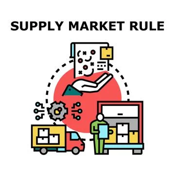 Supply market rule determining commerce and distribution Stock Illustration