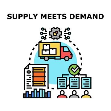 Supply meeting demand through efficient logistics and business process Stock Illustration