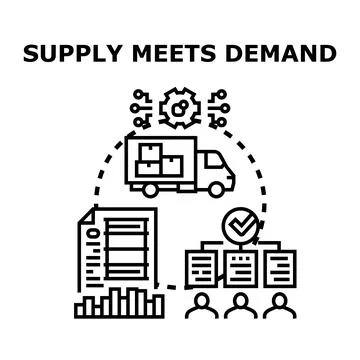 Supply meeting demand through efficient logistics and business process Stock Illustration
