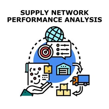 Supply network performance analysis measuring optimization strategy Stock Illustration