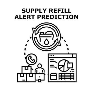 Supply refill alert prediction managing logistics Stock Illustration