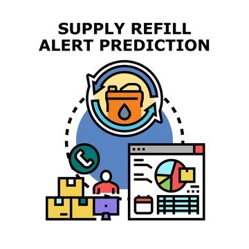 Supply refill alert prediction managing logistics Stock Illustration