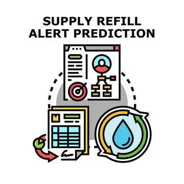 Supply refill alert prediction system planning management process Stock Illustration