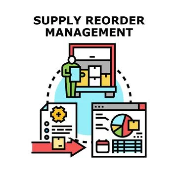 Supply reorder management concept controlling inventory process Stock Illustration