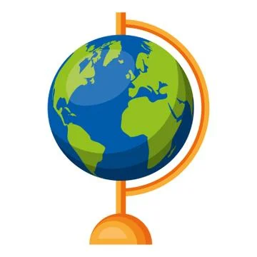 Supply school globe map on white background Stock Illustration